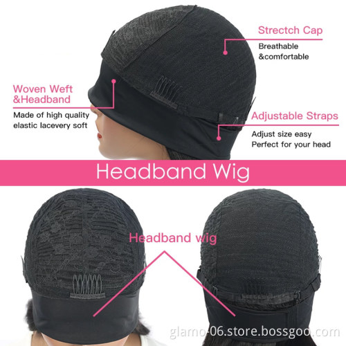Virgin human hair headband wigs for black women,water wave kinky curly wig headband,virgin mink brazilian hair head band wig